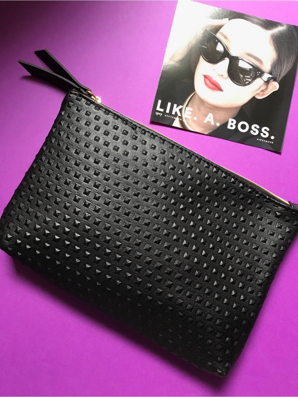 IPSY Black Studded Cosmetic Bag | Travel Pouch